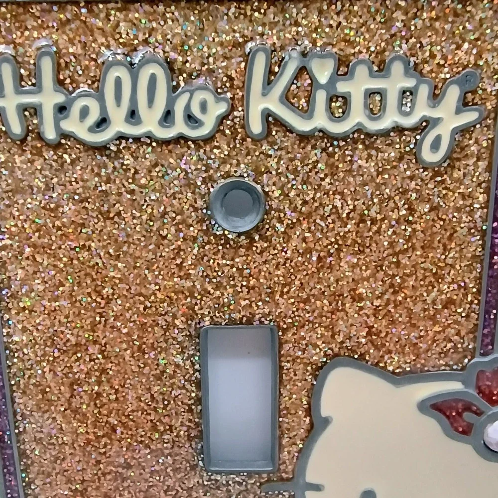 Vintage Hello Kitty Glitter Light Switch Plate Cover Y2K Sanrio 3D Resin Bling